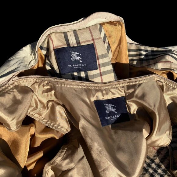 Burberry London Men's Classic Tan Beige Nova Check Trench Coat Size L XL - Picture 6 of 14